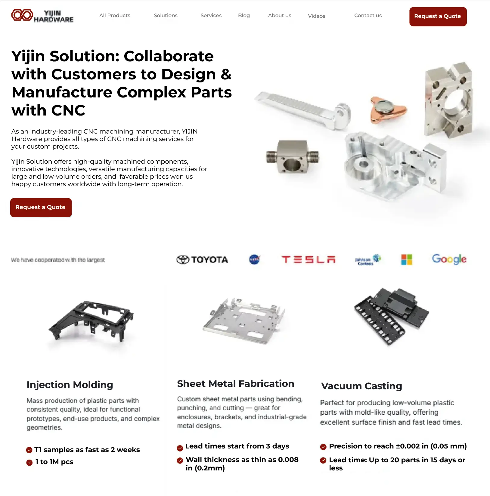 CNC website with technical content